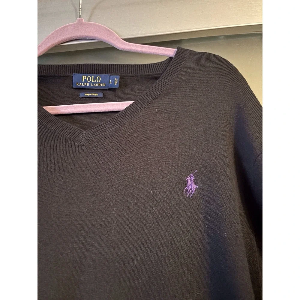 Polo Ralph Lauren‎ Pima Cotton Mens Size L Black Sweater
